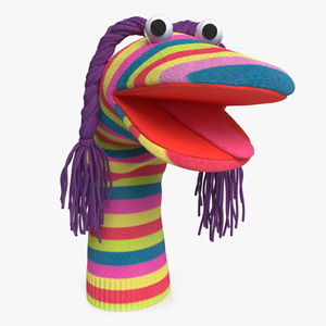 3D model Striped Sock Puppet Girl Rigged for Cinema 4D