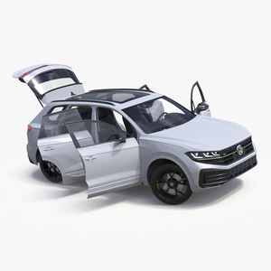 3D Volkswagen Touareg 2024 White Lights On Rigged