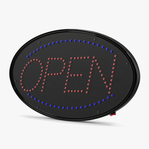 Oval LED Light Business Sign Open OFF 3D