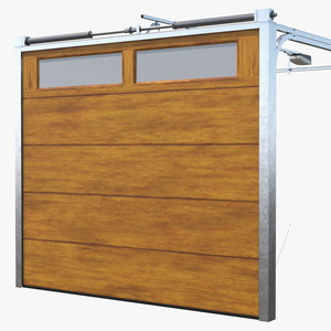 Electric Garage Door with Mechanism Rigged 3D