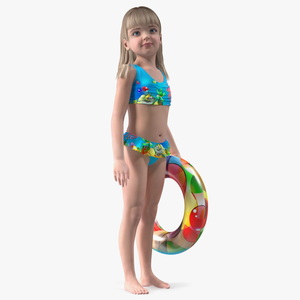 3D Child Girl Beach Style Rigged for Cinema 4D model