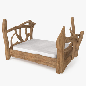 Log Rustic Snag Bed 3D model