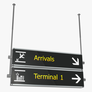 3D Airport Signs Arrivals Terminal