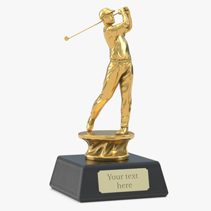 3D Golfer Trophy Award Golden Mockup model