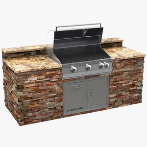 3D Outdoor BBQ Kitchen Island