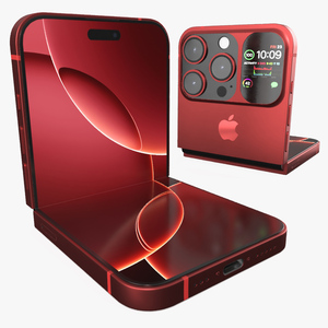 3D iPhone Flip Bent Crimson Red model