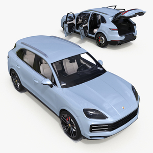 3D Porsche Cayenne 2024 SUV Arctic Grey Rigged model