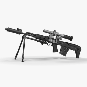 3D Bullpup Sniper Rifle Dragunov SVU model