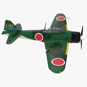 3D Fighter Aircraft A6M Zero Japanese Navy WWII Rigged