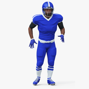 Blue Uniform Black Man Football Player Rigged for Maya 3D model