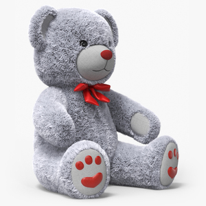 3D model Plush Teddy Bear Grey Fur