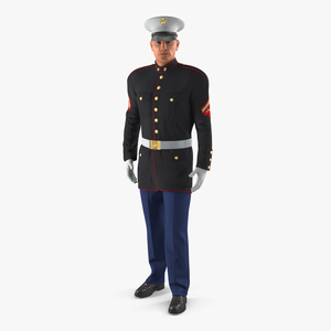 3D US Marine Corps Soldier in Parade Uniform Rigged model