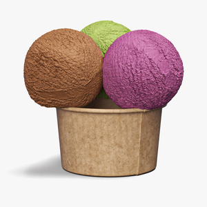 3D model Multicolored Ice Cream Balls in Cardboard Cup