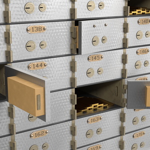 3D Safety Deposit Box With Gold Bars model