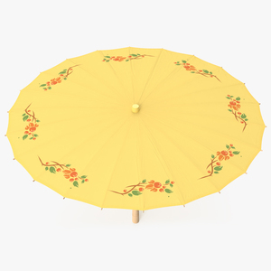 3D Traditional Chinese Ancient Umbrella Open Yellow model