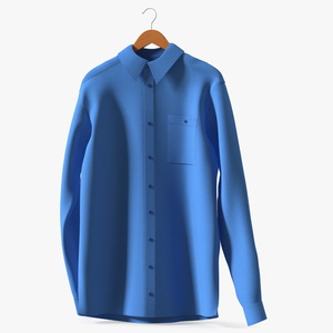 3D Mens Long Sleeve Dress Shirt on Hanger model