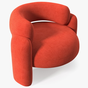 Red Velvet Royal Stranger Embrace Armchair 3D