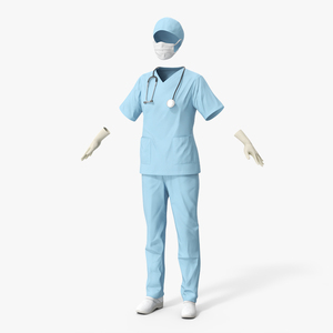 Surgeon Uniform Scrubs with Stethoscope 3D model