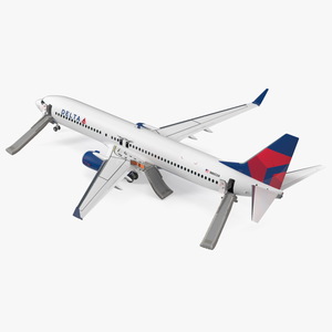 3D Boeing 737 900 ER Delta with Inflatable Evacuation Sliders model