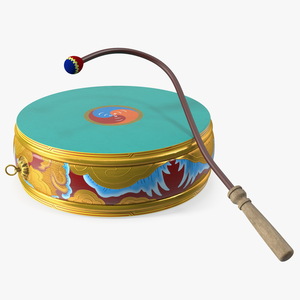 3D Tibetan Drum Tambourine model