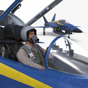 3D model Fighter Jet HESA Saeqeh Blue Color with Pilot