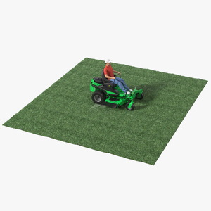 3D Man With Zero Turn Mower Generic Fur