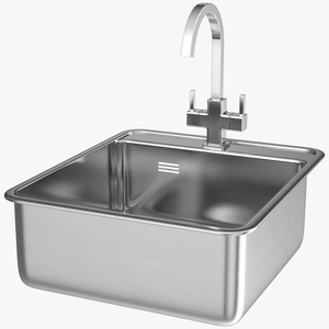 3D Stainless Steel Inset Sink with Angular Tap model