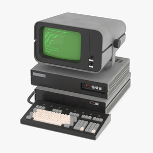 3D Vintage Personal Computer with Monitor and Keyboard