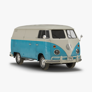 Volkswagen Type 2 Panel Van Blue 2 3D model