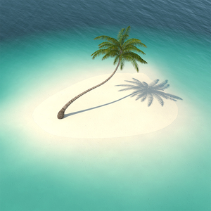 Desert Tropical Island with Palm Tree 3D