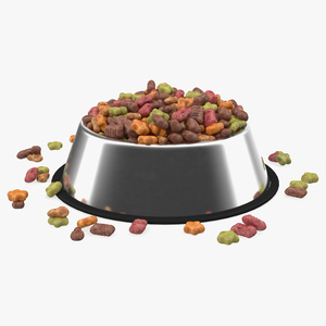 3D Dry Pet Food Stainless Steel Bowl model