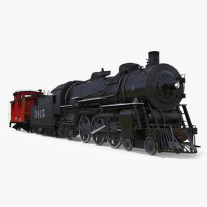 3D model Steam Engine with Caboose