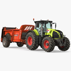 3D Tractor Claas Axion 800 with Sodimac Rafal 3300 Spreader