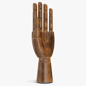 Wooden Hand with Posable Fingers Dark 3D