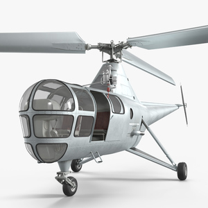 Sikorsky S-51 Civil Helicopter Rigged 3D