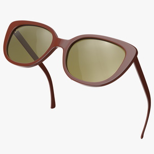 Vintage Cat Eye Sunglasses Brown 3D