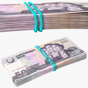 Rubber Band Stack of North Korea 50 Won 3D model