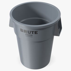 Brute Round Commercial Trash Can Grey 3D