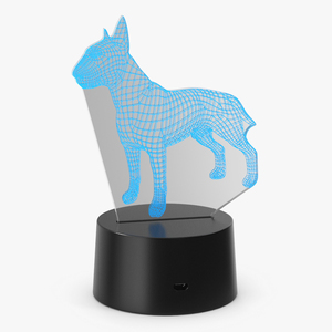 3D model Bull Terrier Dog Hologram Lamp Blue