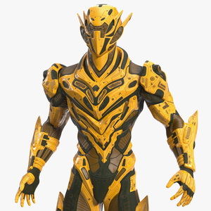 3D Sci-Fi Combat Robot Yellow Rigged model