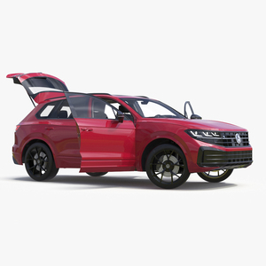 Volkswagen Touareg 2024 Red Lights On Rigged 3D model