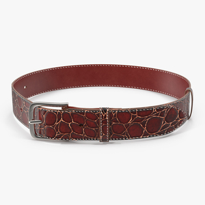 3D Crocodile Leather Belt Red