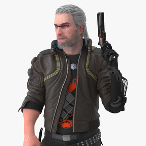 3D model Cyberpunk 2077 Geralt Character with Gun