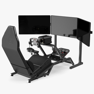 3D model F1 Racing Sim Gaming Setup with Monitors