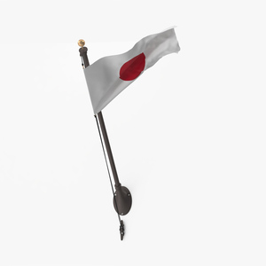 3D Japan Flag on Wall Pole model