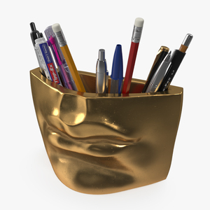 Michelangelo David lips decor Gold with Pens 3D model