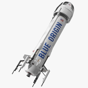 3D Blue Origin New Shepard Rocket Booster with Crew Capsule Rigged model