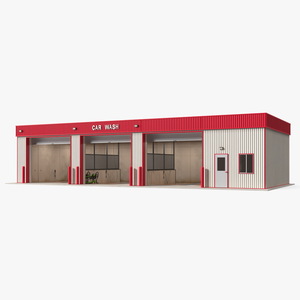 3D Car Wash Red Building