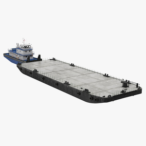 3D Push Boat Ship with Pontoon Barge model