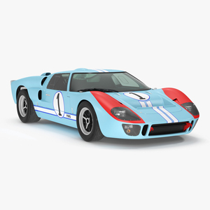 3D Ford GT40 Racing Car Blue Simple Interior